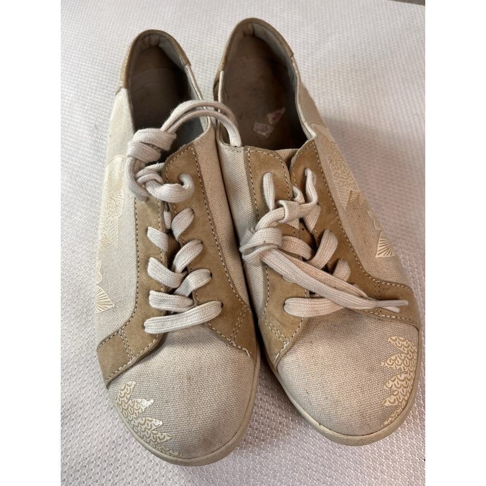 Dansko Canvas Suede Olisa Sneakers Women's‎ Size 38Tan Boho Floral 7.5